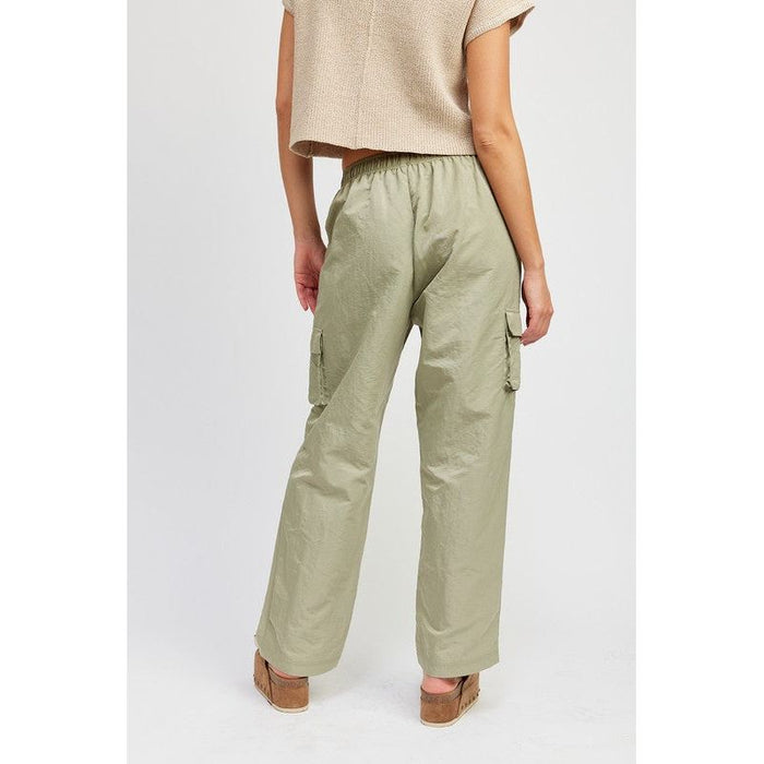 STRAIGHT LEG PANTS WITH ELASTIC WAIST BAND