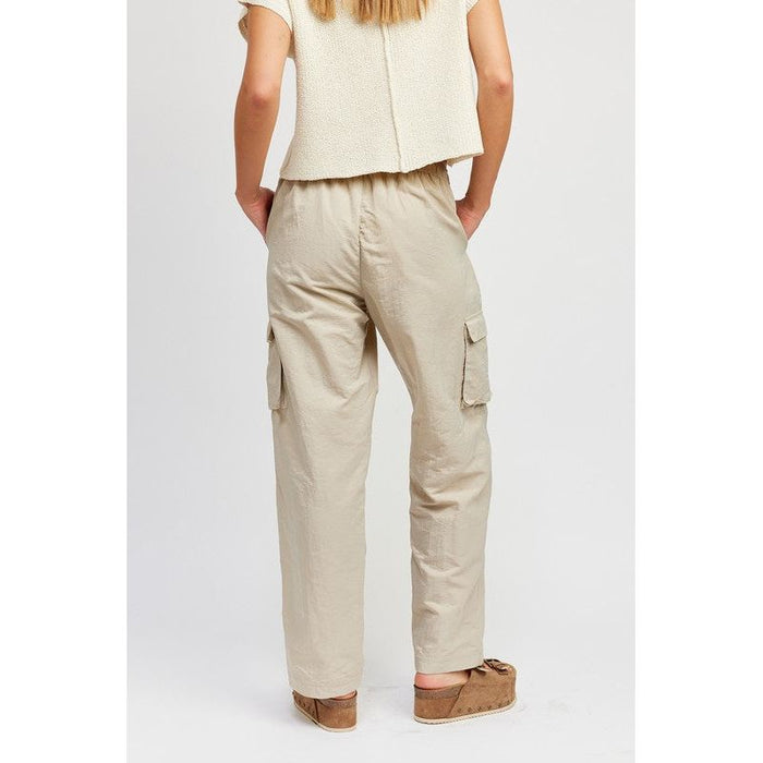 STRAIGHT LEG PANTS WITH ELASTIC WAIST BAND