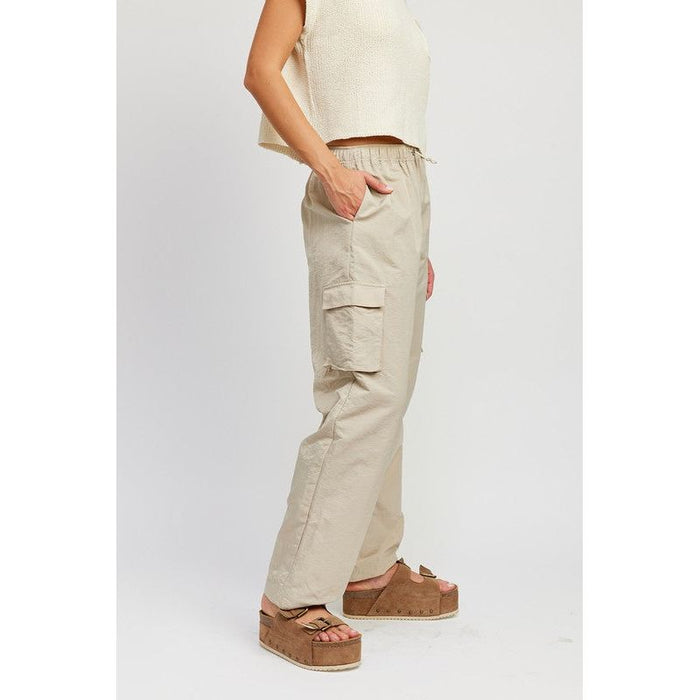 STRAIGHT LEG PANTS WITH ELASTIC WAIST BAND