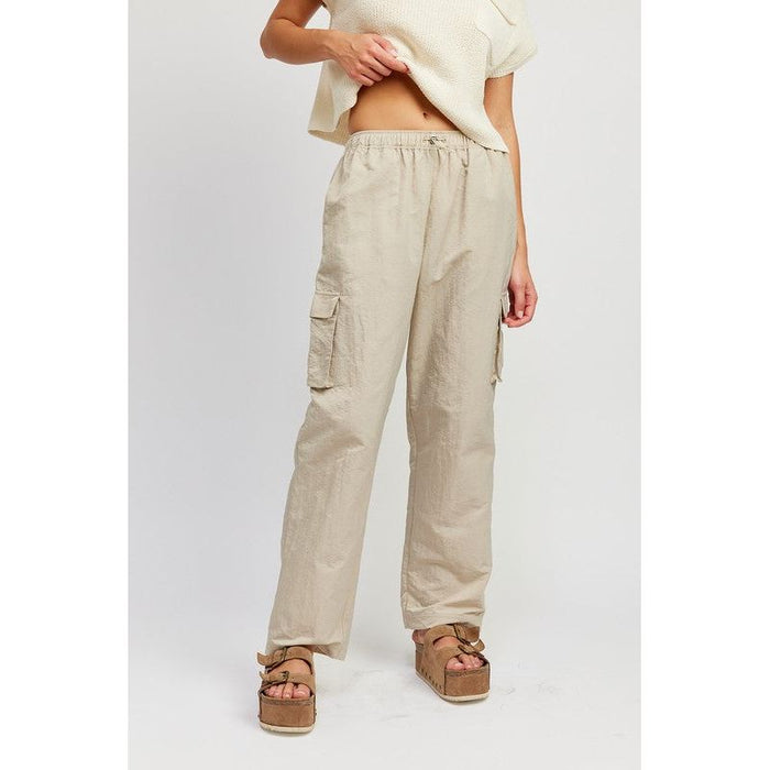 STRAIGHT LEG PANTS WITH ELASTIC WAIST BAND