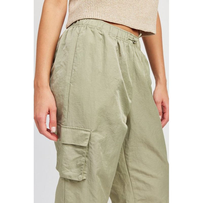 STRAIGHT LEG PANTS WITH ELASTIC WAIST BAND