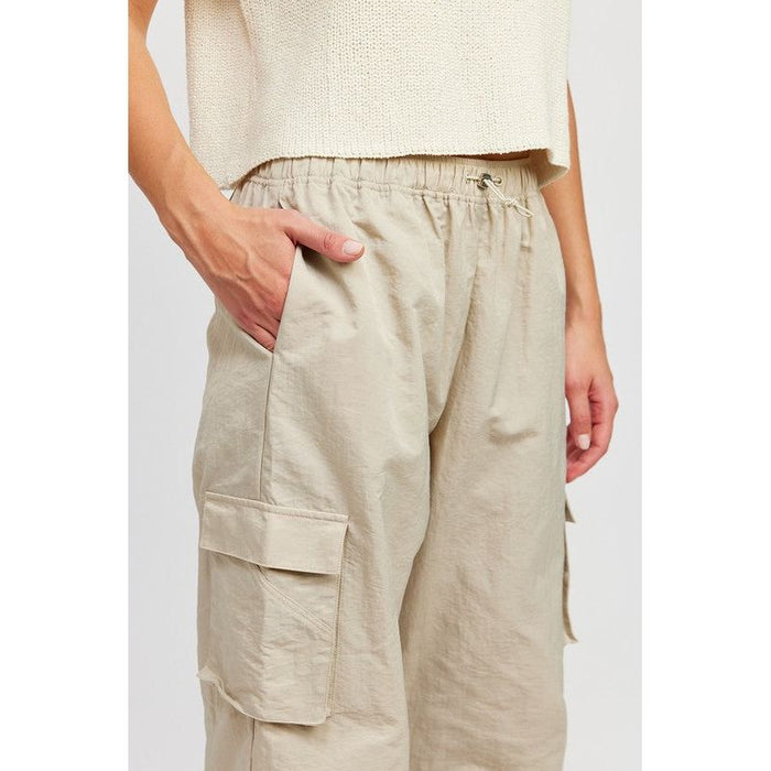 STRAIGHT LEG PANTS WITH ELASTIC WAIST BAND