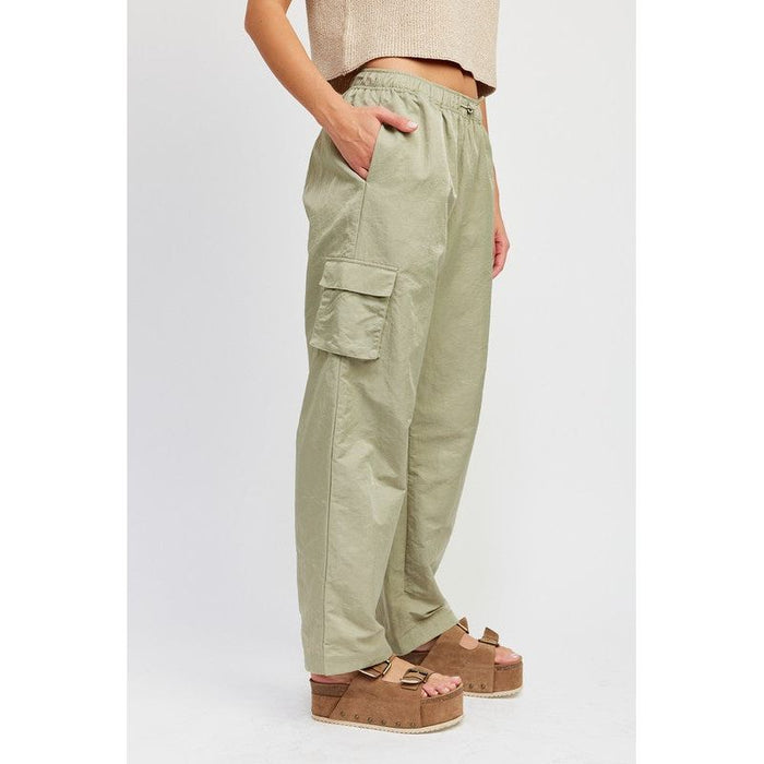 STRAIGHT LEG PANTS WITH ELASTIC WAIST BAND