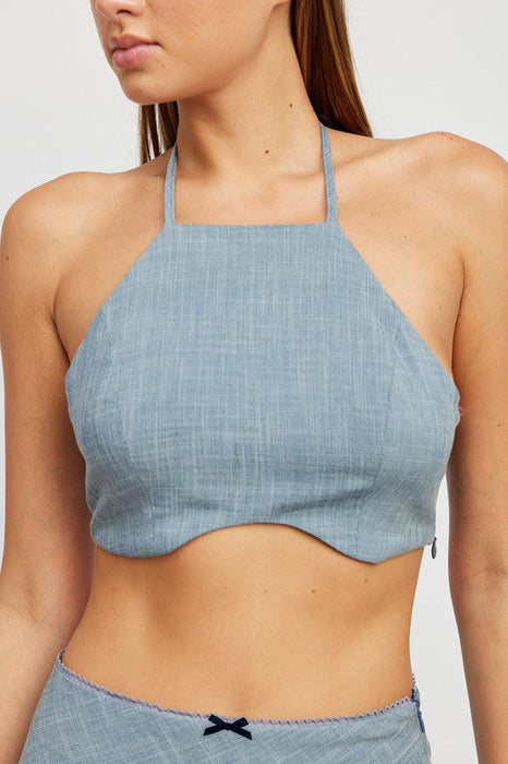 UNDERWIRE CROPPED HALTER TOP