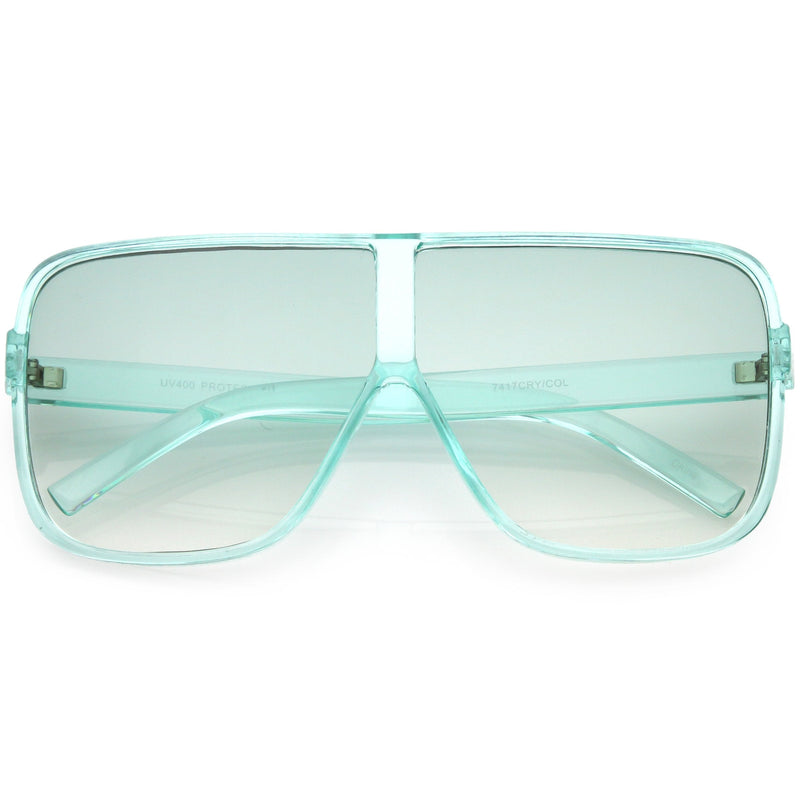 zeroUV Oversize Festival Flat Top Translucent Color Tone Sunglasses C582 Sunglasses