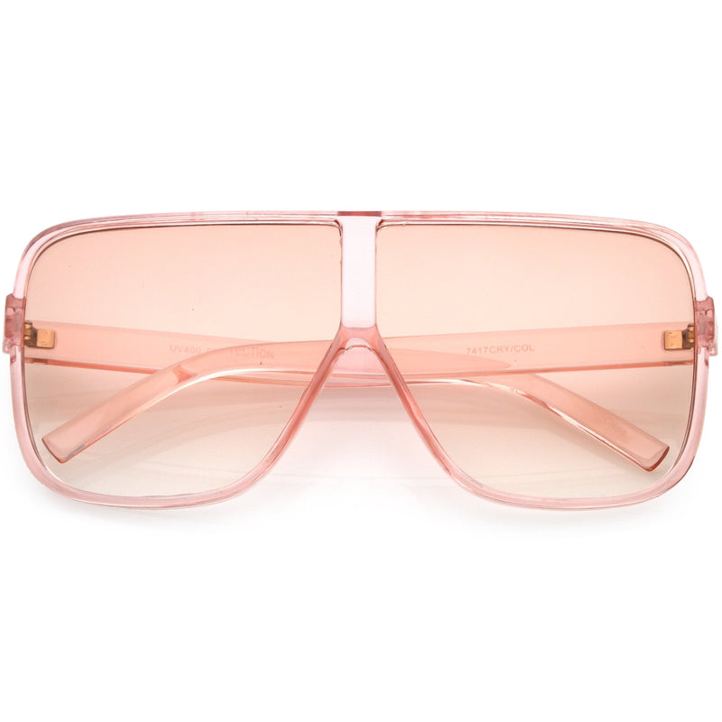 zeroUV Oversize Festival Flat Top Translucent Color Tone Sunglasses C582 Sunglasses
