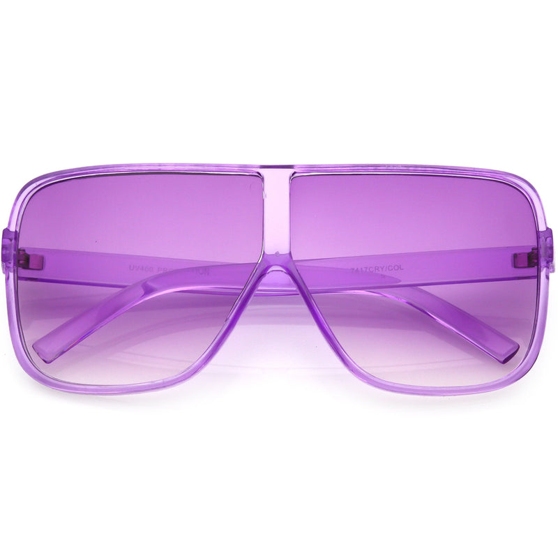 zeroUV Oversize Festival Flat Top Translucent Color Tone Sunglasses C582 Sunglasses