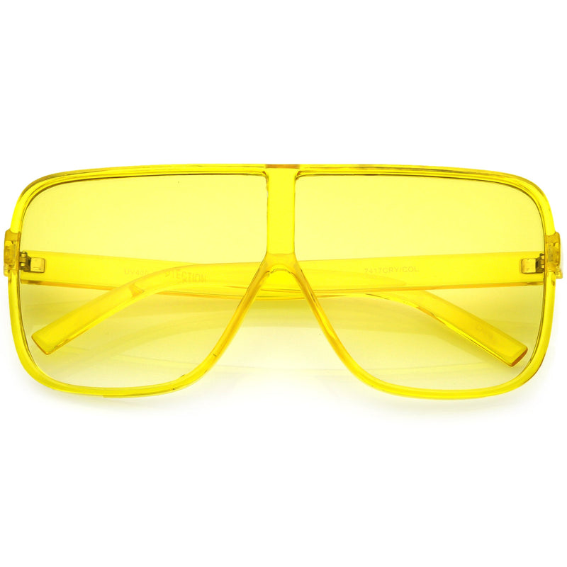 zeroUV Oversize Festival Flat Top Translucent Color Tone Sunglasses C582 Sunglasses