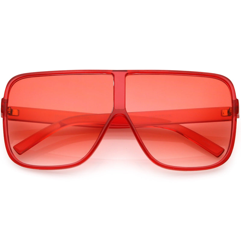 zeroUV Oversize Festival Flat Top Translucent Color Tone Sunglasses C582 Sunglasses