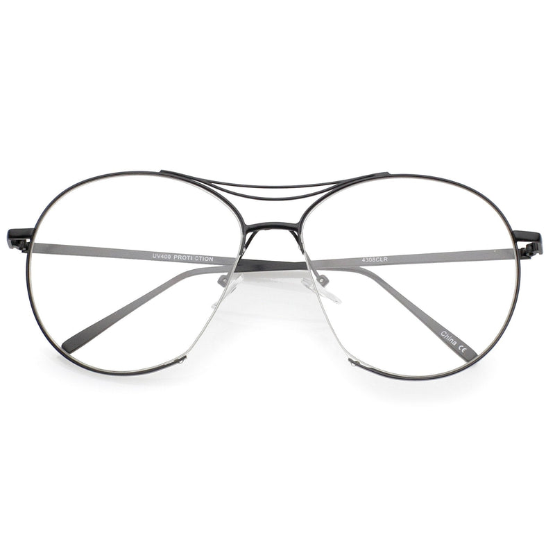 zeroUV Oversize Retro Modern Clear Lens Aviator Glasses C132 Glasses