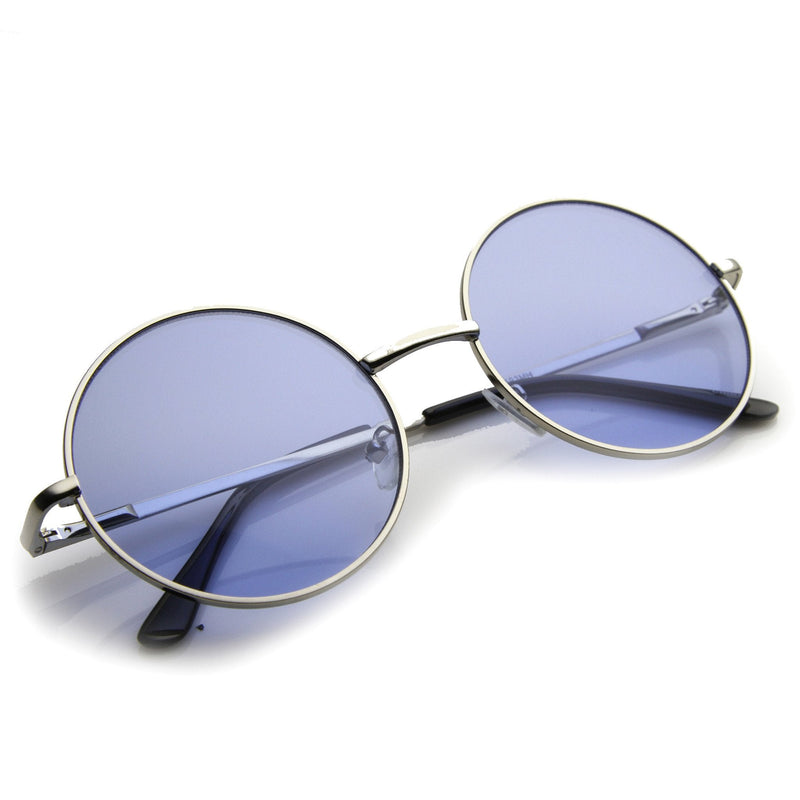 zeroUV Retro Hippie Mid Sized Round Color Lens Sunglasses 9814 Sunglasses