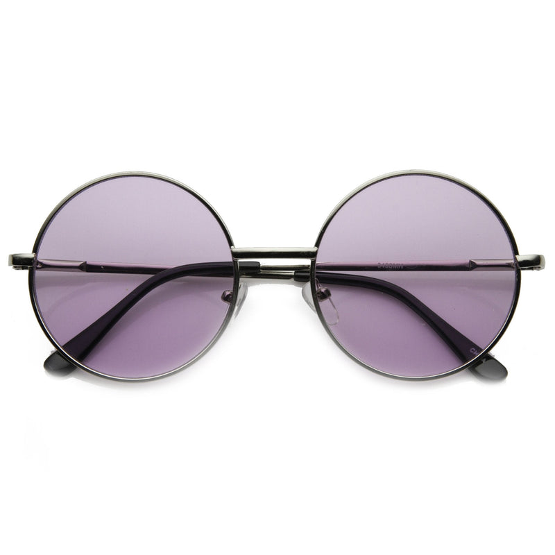 zeroUV Retro Hippie Mid Sized Round Color Lens Sunglasses 9814 Sunglasses