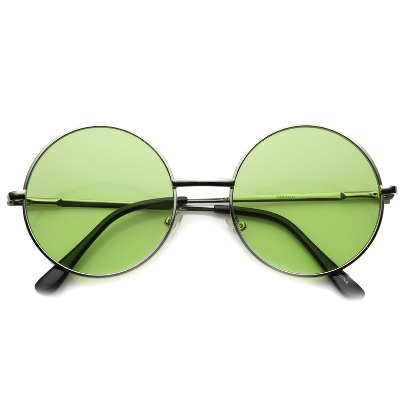 zeroUV Retro Hippie Mid Sized Round Color Lens Sunglasses 9814 Sunglasses