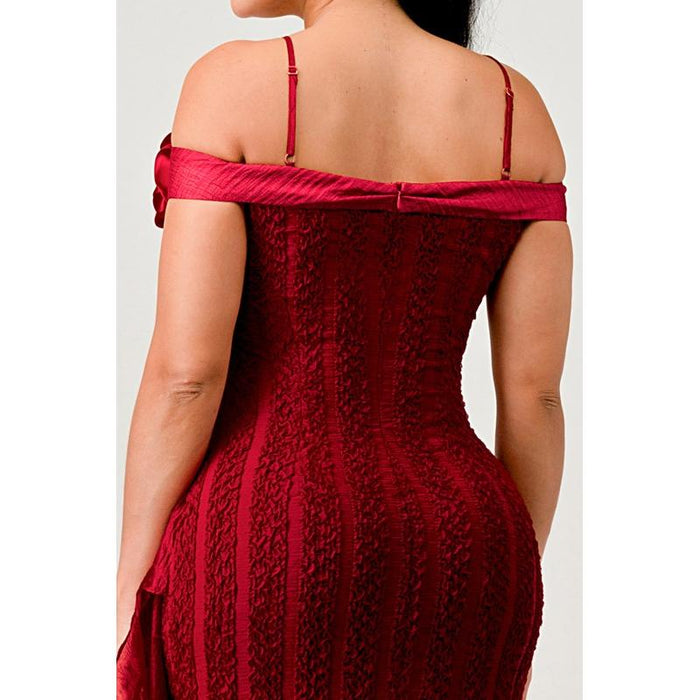 Enchanting Rose Off-Shoulder Dress