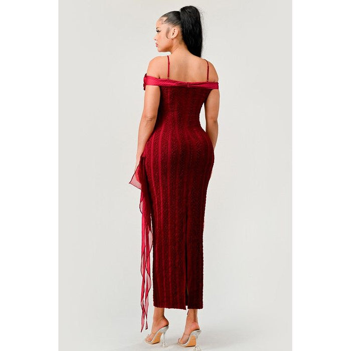 Enchanting Rose Off-Shoulder Dress