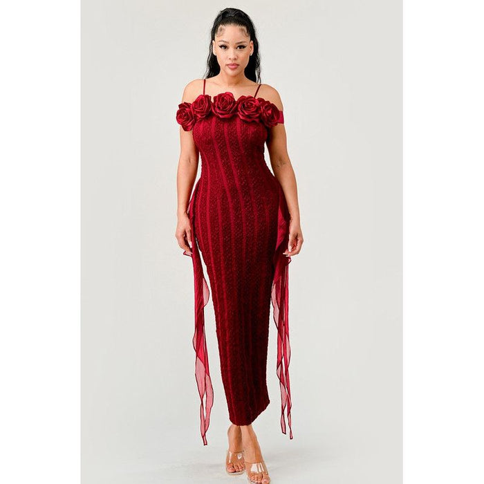 Enchanting Rose Off-Shoulder Dress