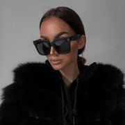 zeroUV Bold Oversize Horned Rim Flat Lens Sunglasses A101 Sunglasses