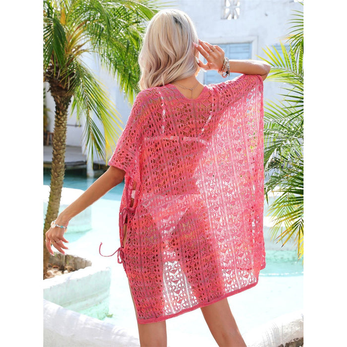 Slit Openwork V-Neck Cover Up