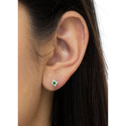 Bids.com Sterling Silver Color Treated Princess Diamond Quad Stud Earring (1/2 cttw, Green Color, I1-I2 Clarity) Earrings