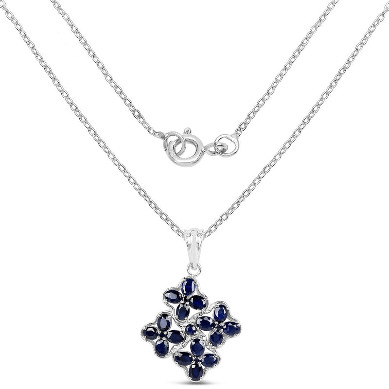 Bids.com 3.68 Carat Genuine Blue Sapphire .925 Sterling Silver Pendant Pendants