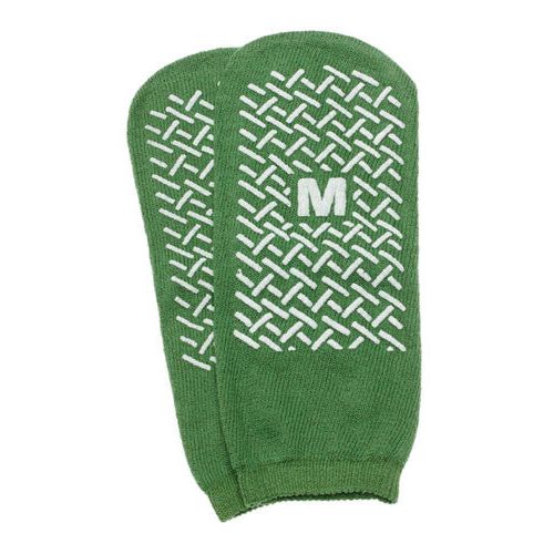 0 Slipper Socks; Med Green Pair Men's 5-6 Wms 6-7 Child 7-11 Foot Care White Smoke