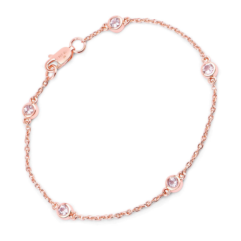 Bids.com 0.45 Carat Genuine Morganite .925 Sterling Silver Bracelet Bracelets