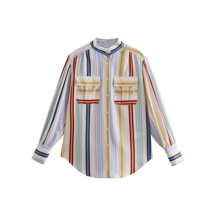 Striped Lantern Sleeve Shirt