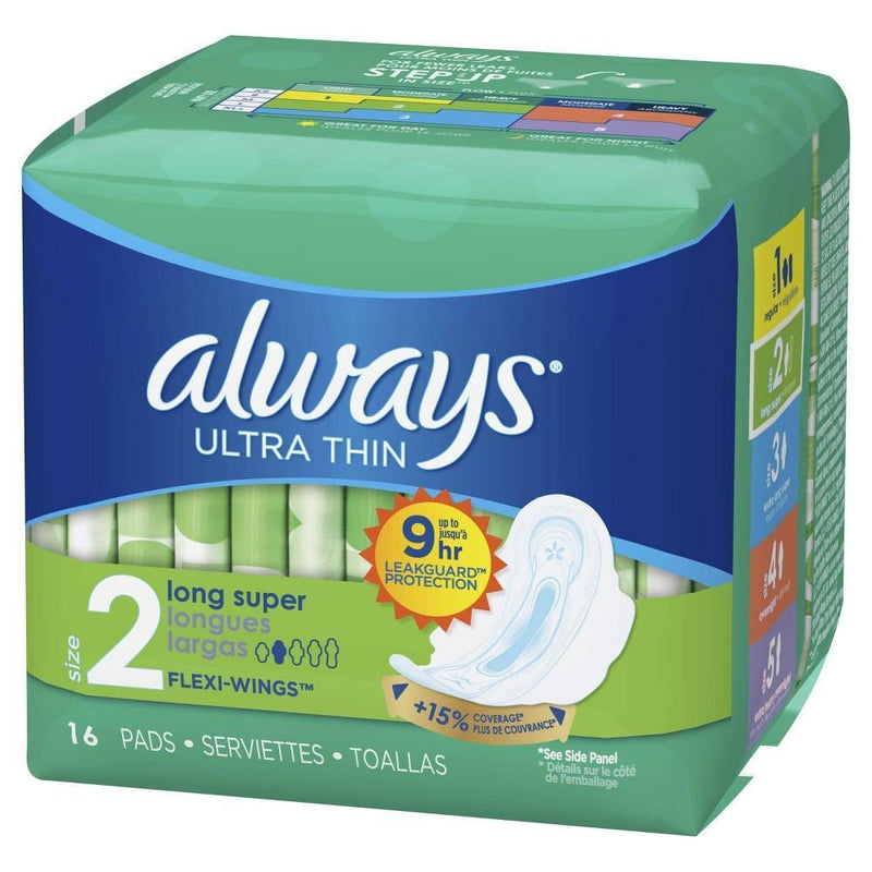 Always Always Ultra Thin With Wings, Size 2, Long Super, 16 Pads Health & Beauty White Smoke