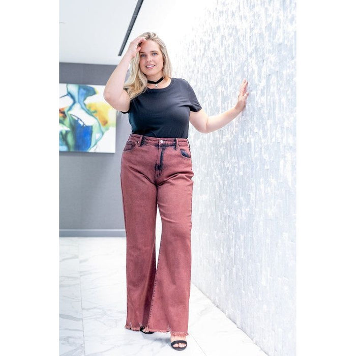 Plus Size - High Rise Flared Leg Jeans