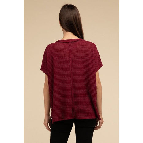 Dolman Short Sleeve Jacquard Sweater