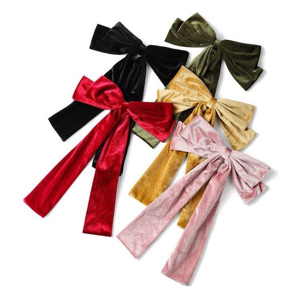 Clip Velvet Long Barrette Hair Bows