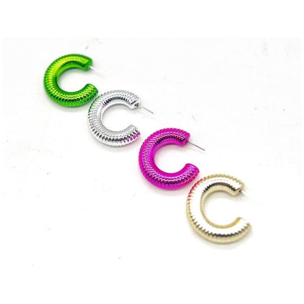 Green Chrome Acrylic Hoop Earrings