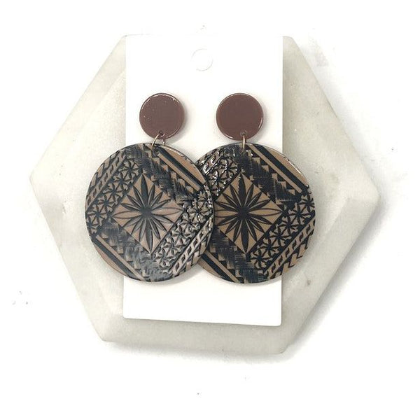 Cappuccino Printed Acrylic Disc Earrings