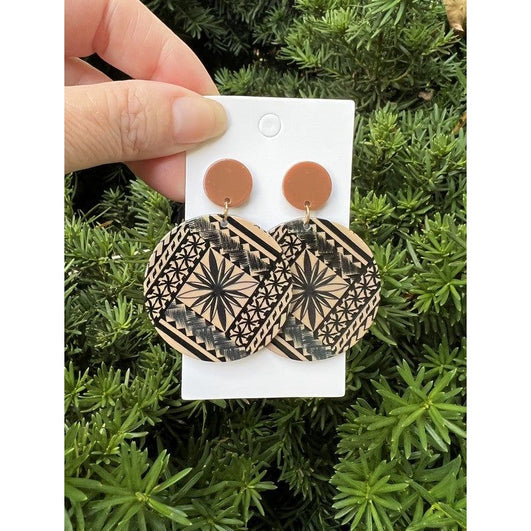 Cappuccino Printed Acrylic Disc Earrings