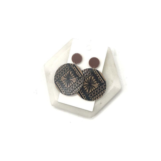 Cappuccino Printed Acrylic Disc Earrings