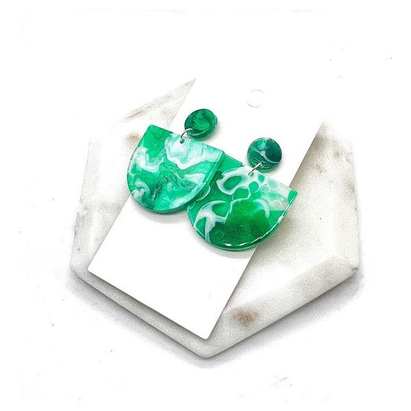 Green Swirl Deco Acrylic Earrings Valentines