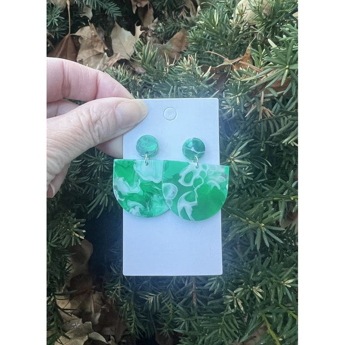 Green Swirl Deco Acrylic Earrings Valentines