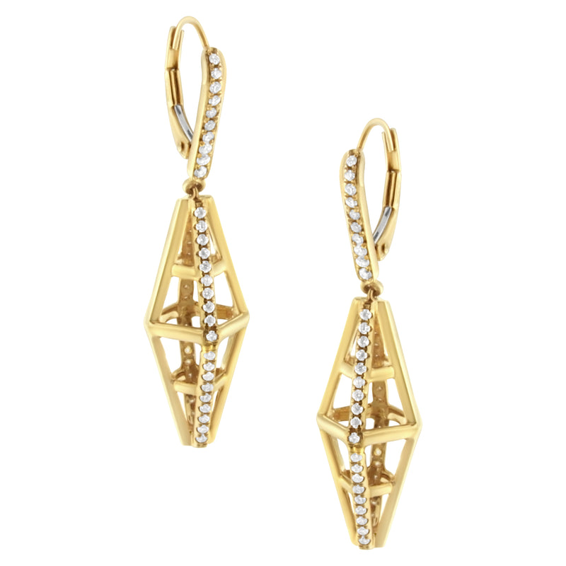 Bids.com 14K Yellow Gold 5/8 Cttw Diamond Geometrical Pillar Drop and Dangle Earrings (G-H Color, SI1-SI2 Clarity) Earrings
