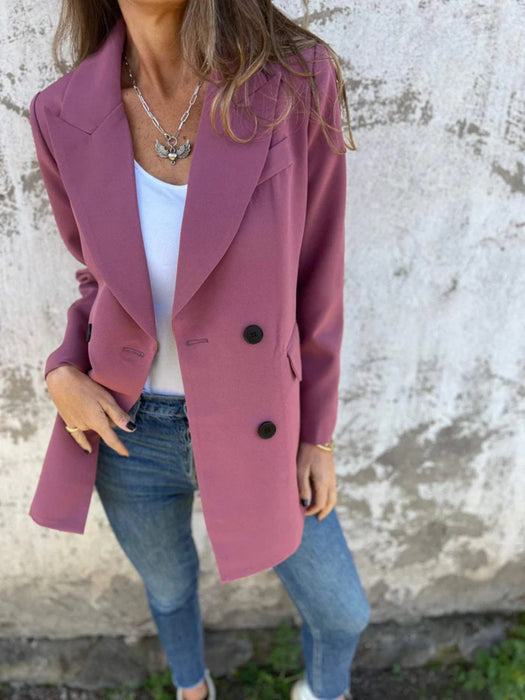 Collared Neck Long Sleeve Blazer