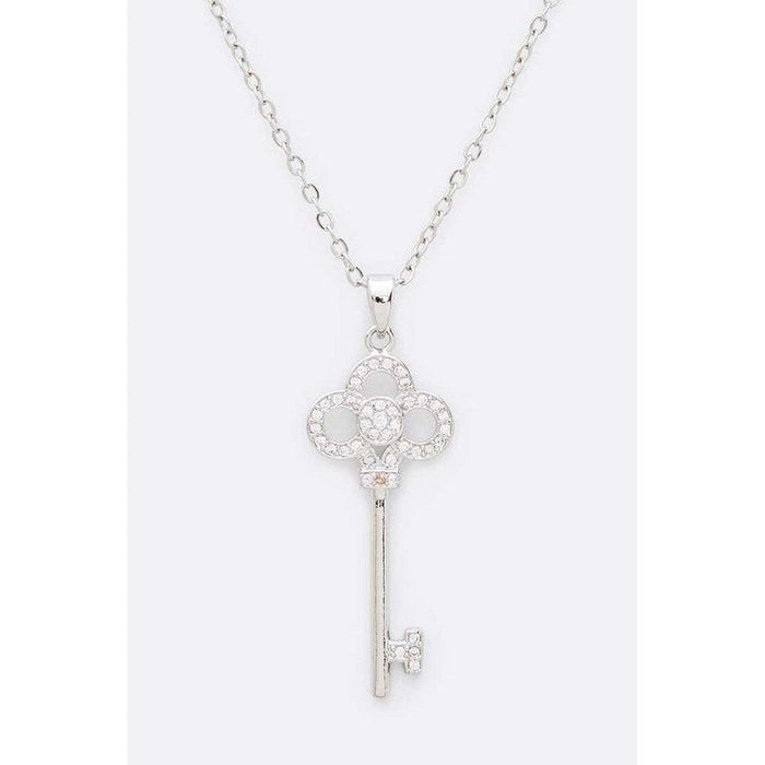 Cubic Zirconia Key Pendant Necklace