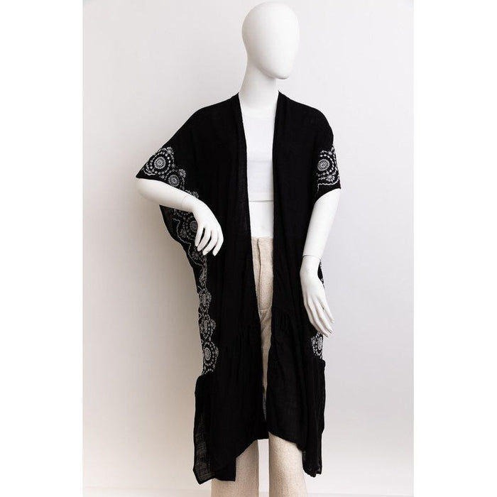 Boho Tribal Embroidered Longline Kimono