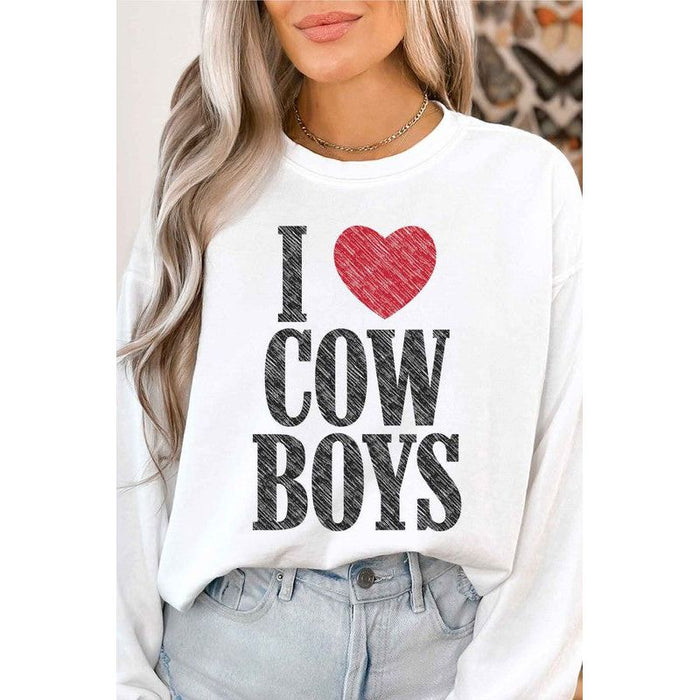 Plus Size I Love Cowboys Graphic Sweatshirt