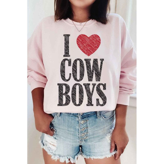 Plus Size I Love Cowboys Graphic Sweatshirt