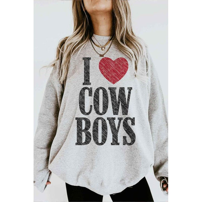 Plus Size I Love Cowboys Graphic Sweatshirt