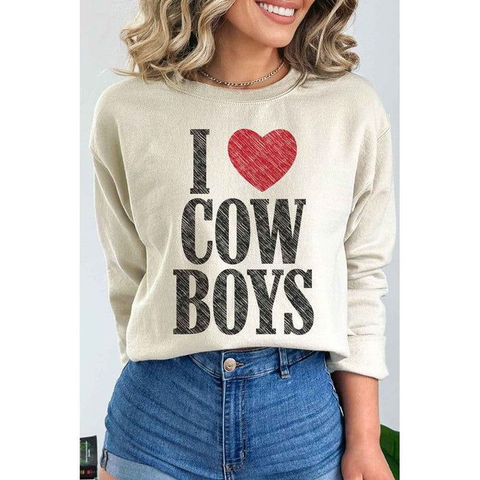 Plus Size I Love Cowboys Graphic Sweatshirt