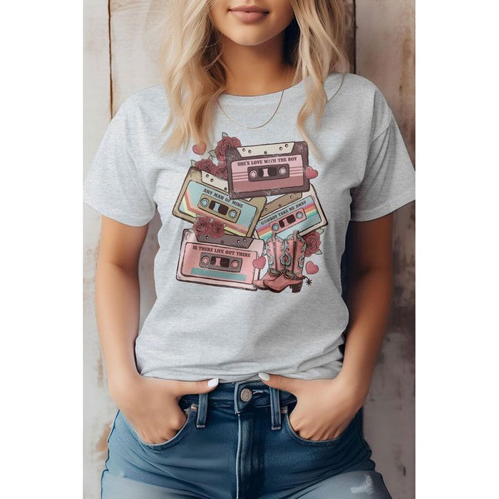 Retro Music Tape, Western Valentine Graphic Tee