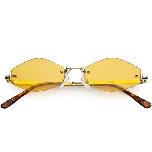 zeroUV 1990's Small Rimless Color Tone Geometric Hexagon Sunglasses C591 Sunglasses