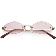 zeroUV 1990's Small Rimless Color Tone Geometric Hexagon Sunglasses C591 Sunglasses