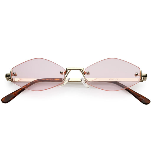zeroUV 1990's Small Rimless Color Tone Geometric Hexagon Sunglasses C591 Sunglasses