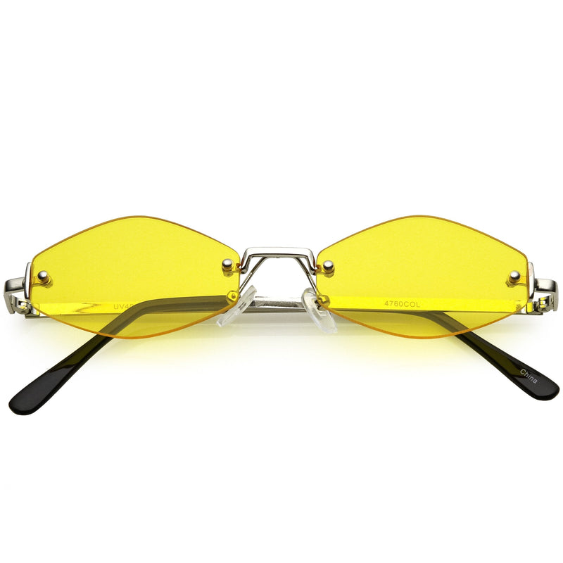 zeroUV 1990's Small Rimless Color Tone Geometric Hexagon Sunglasses C591 Sunglasses